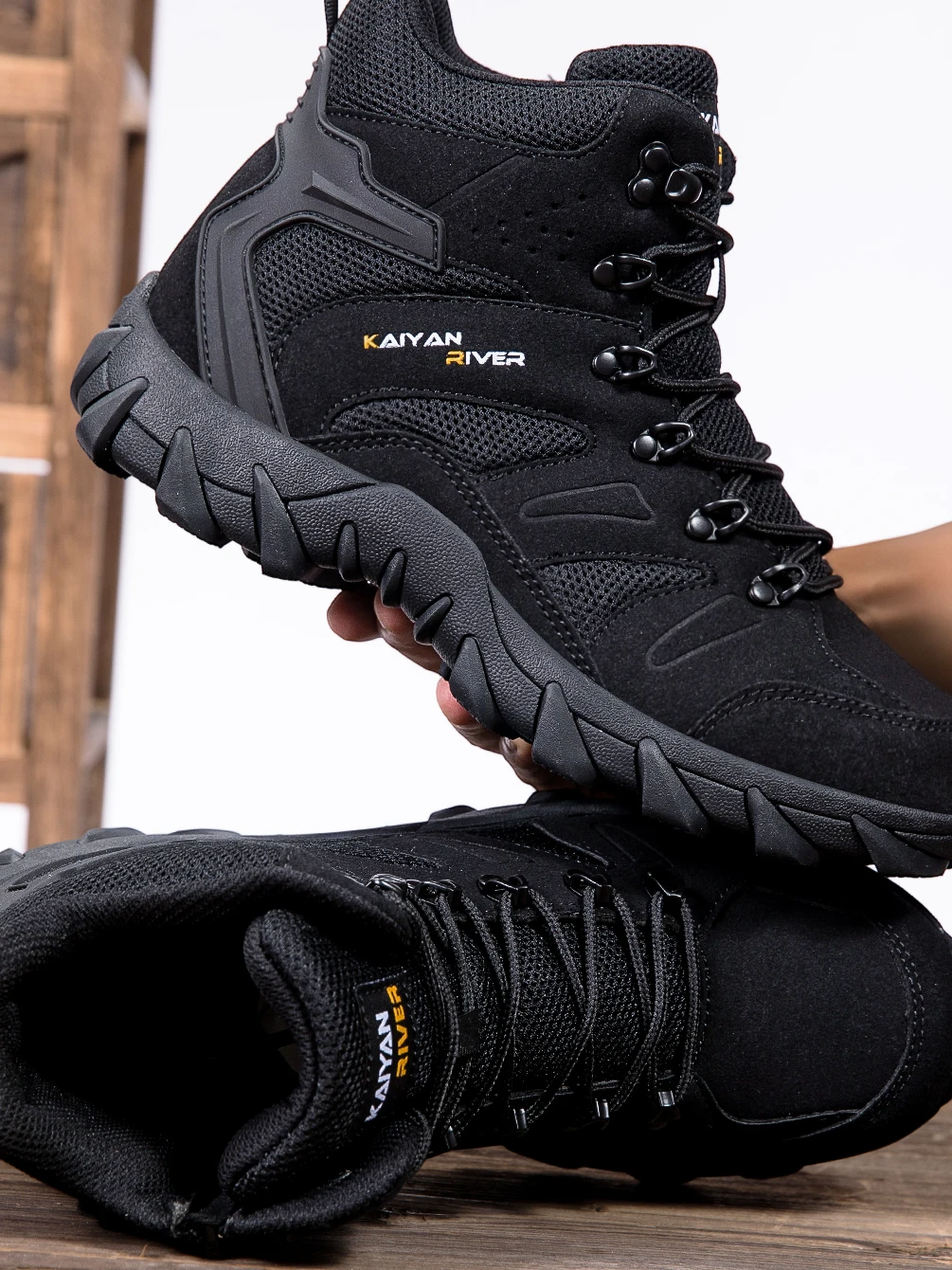 men's-mid-cut-breathable-hiking-shoes-lightweight-shock-absorption-outdoor-anti-slip-wear-resistant-travel-mountain-climbing