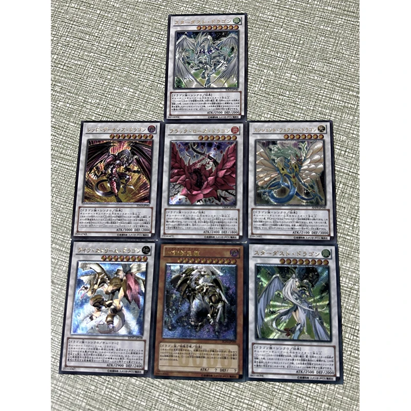 7Pcs/set Yu-Gi-Oh! Anime Characters Black Rose Dragon DIY Homemade Christmas Birthday Gift Game Toys Bronzing Collection Card