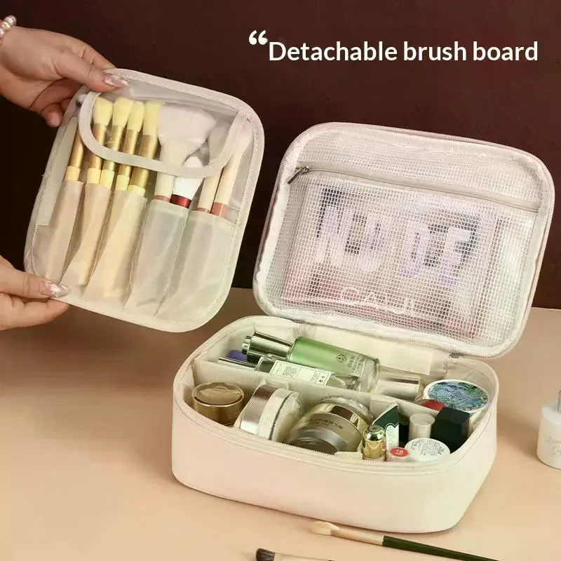 Women's Cosmetic Bag Makeup Bag Double Layer Large Capacity Luxury Cosmetics Organizer Travel Essentials Women's Cosmetic Bag
