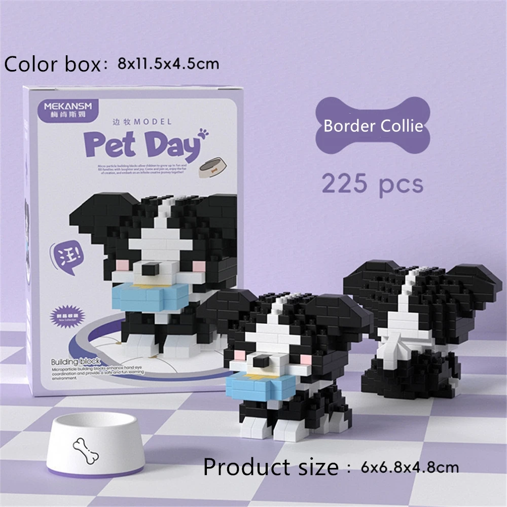 Nuevos muñecos de animales Kawaii con bonito gato y perro para mascotas, juguetes educativos de bloques de construcción adecuados para regalos de cumpleaños para niños