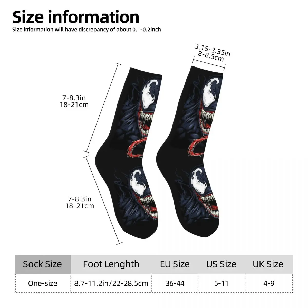 Divertenti calzini a compressione da uomo felici Happy Retro Harajuku Marvel Venom Hip Hop novità Seamless Crew Crazy Sock Gift stampato