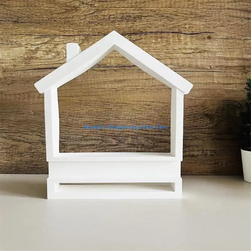 E56A Silicone Crafting Mold with House Designs Easy Demold Silicone House Base Ornament Mould for DIY Enthusiasts