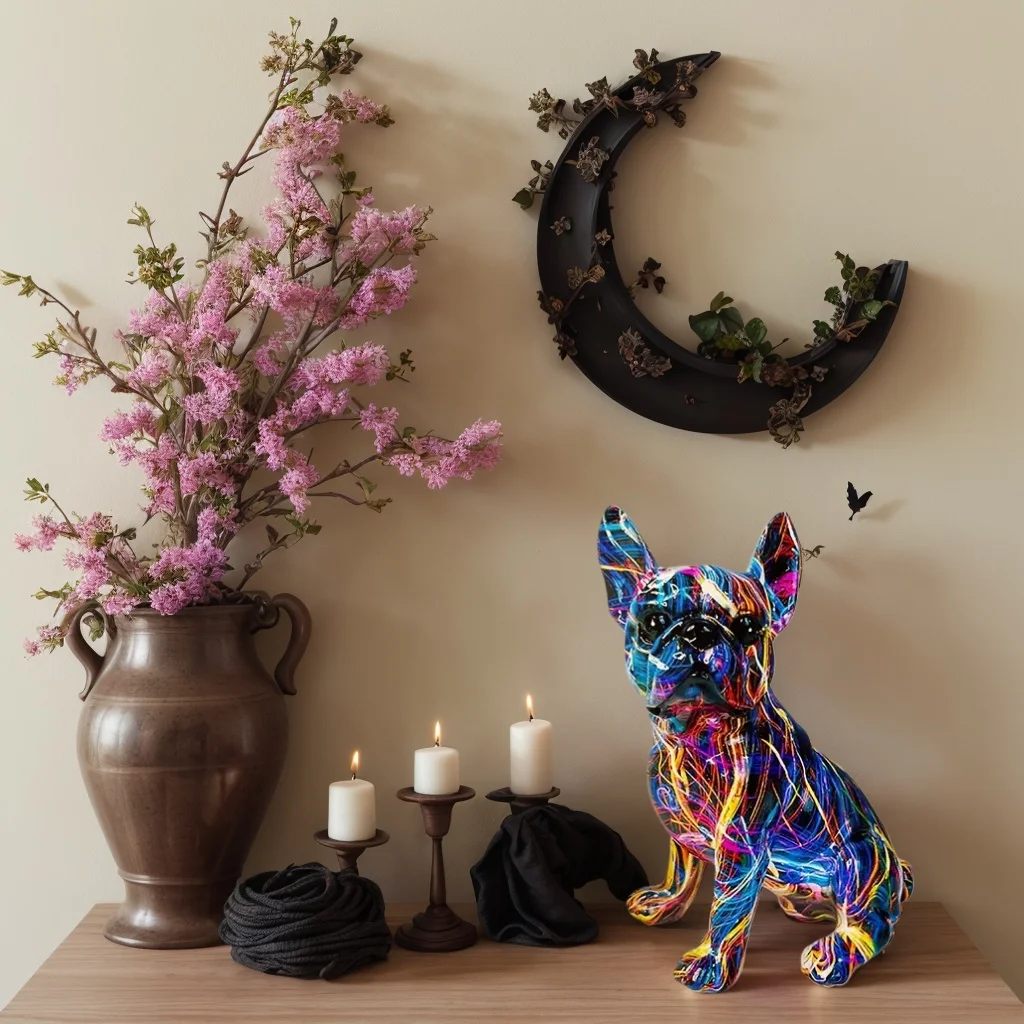 1pc Graffiti Bulldog Statue, Animal Dog Art Home Decor, Suitable for Living Room Bedroom Bookshelf Desktop Statue.