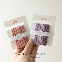 5Pcs/Set Colorful High Elastic Hairropes for Women Girls Seamless Stretchy Towel Hair Ties Ponytail Holder Hair Accessories