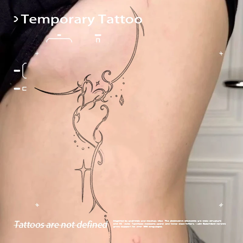 

Love Star Moon Herbal Juice Tattoo Sticker Sexy Spicy Girl Temporary Tattoos Abdominal Waterproof Fake Tattoo Party Gift Y2K