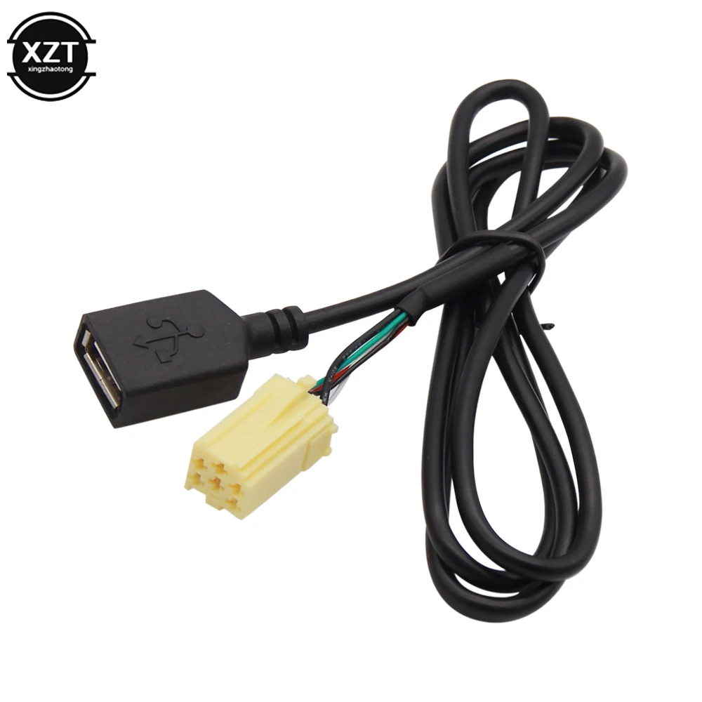 Car MINI-ISO 6 Pin Connector Plug Black USB Adapter Cable AUX function for Fiat 500 ducato doblo Grande Punto 2007 +