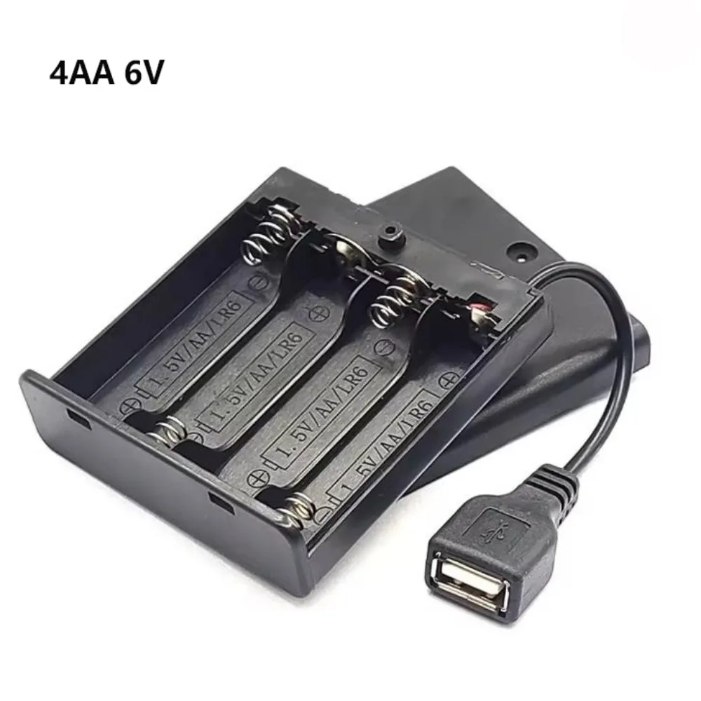 With Cover AA Battery Holder With Switch With USB Power AA Battery Box AA Battery Case USB Power Port DIY 2/3/4/6/8 Slot