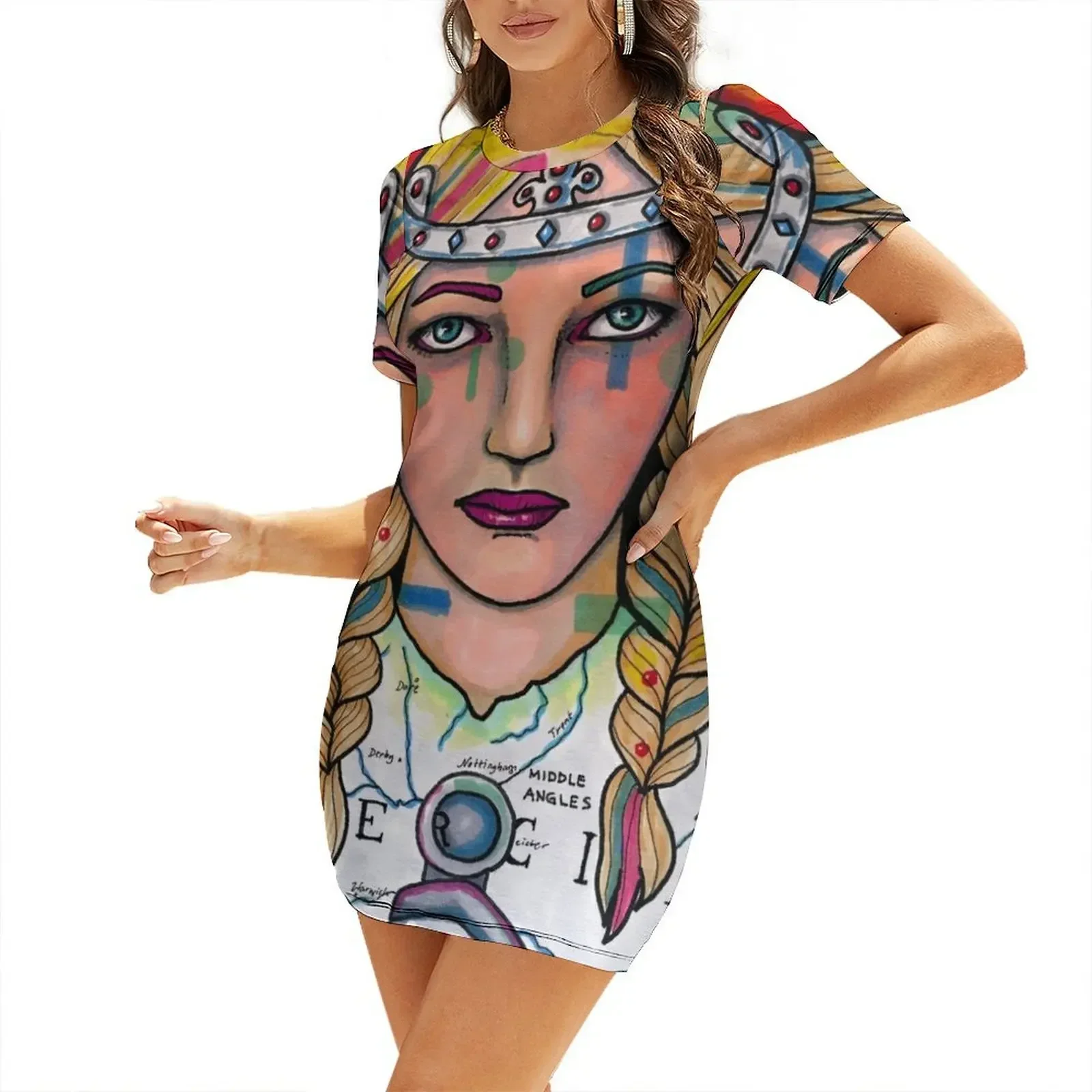 ?thelfl?d, Lady of the Mercians Short-Sleeved Dress dress women summer summer dress daily clothes for women