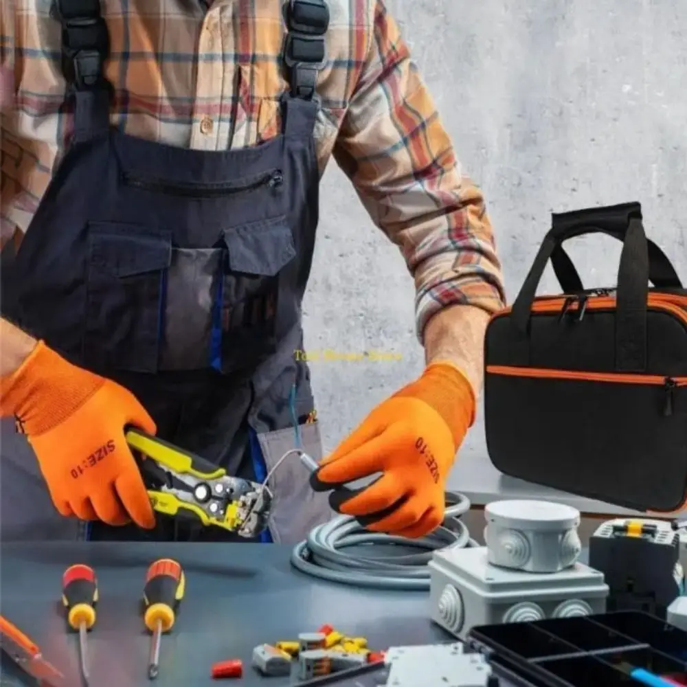 

Two Layer Design Electrical Tool Bag Efficient Organization Portable Mechanic Tool Bag Travel Carrying Case Compatible Storage