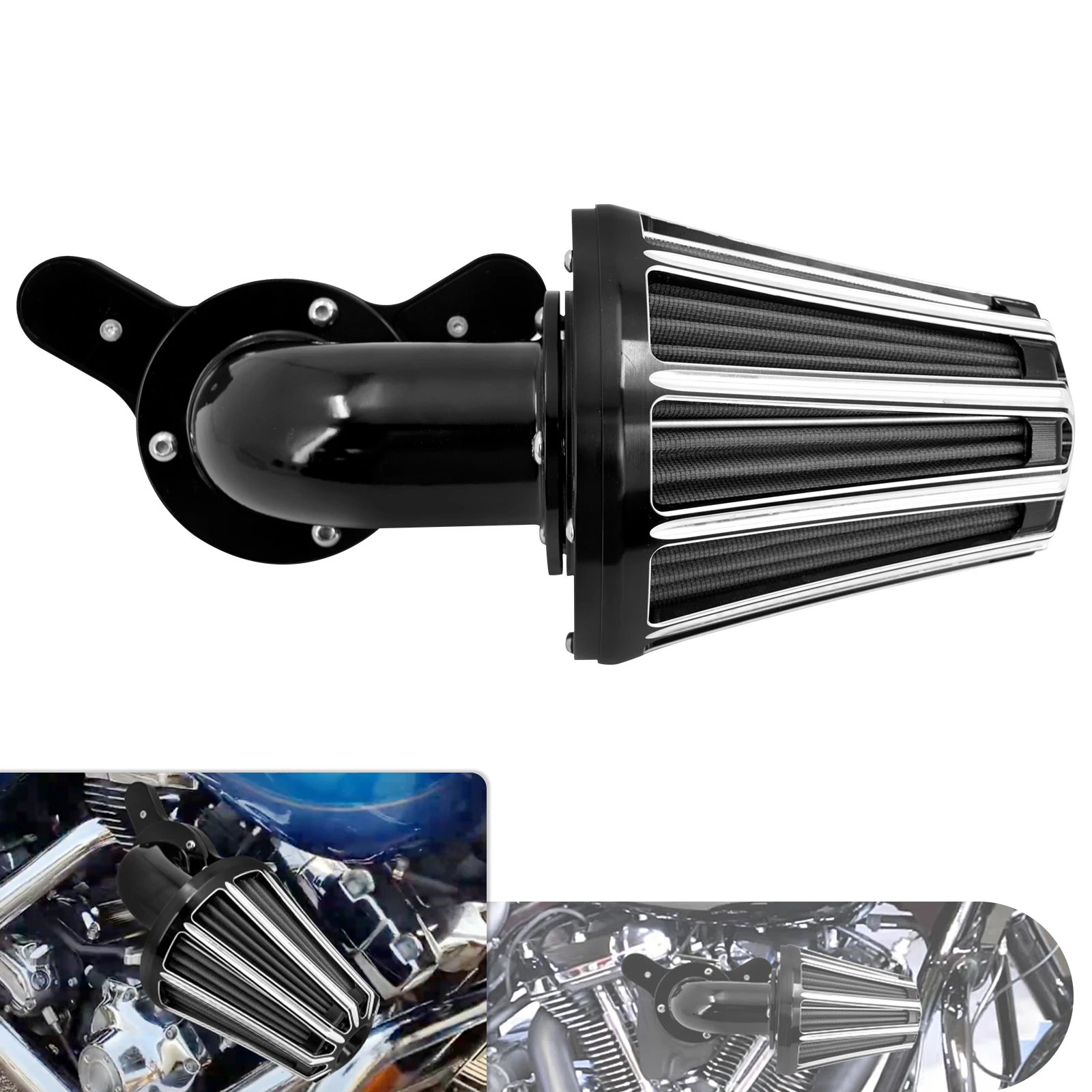 Motorrad Sport Schwarz CNC Sucker Luftfilter für Harley Dyna Softail Touring Trike 08-17 TBW Nur EU-Lagerbestand Kostenloser Versand