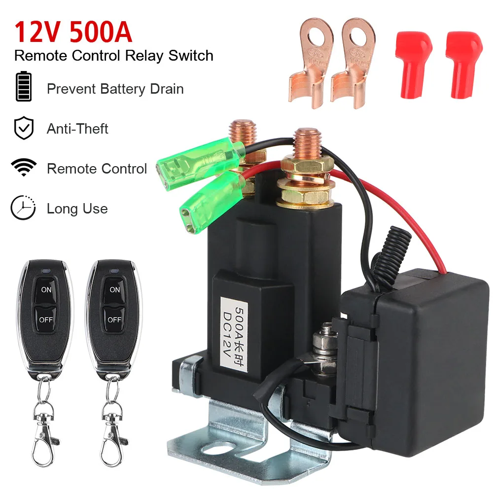 

Anti-Theft Disconnecter Battery Switch Relay Quick Disconnect Isolation Switch 12V 500A Remote Control Power Switch