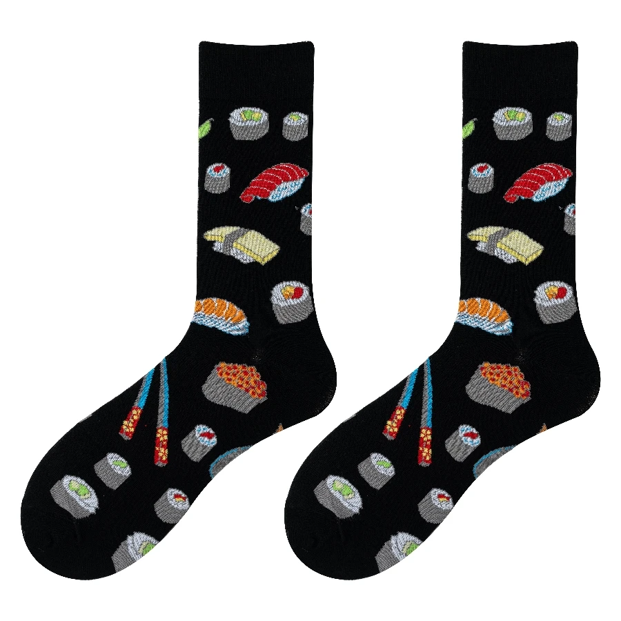 MYORED 1 Double set autumn and winter new variety of sushi food patterns for men pure cotton socks