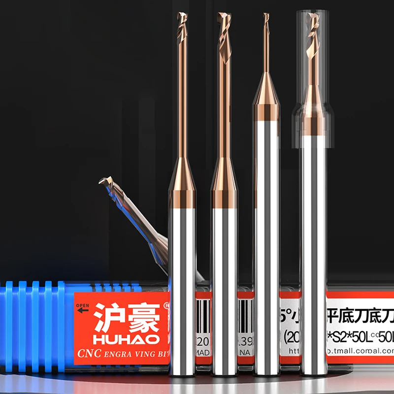 1個HRC55タングステン鋼深溝マイクロエンドミルdiam 0.3ミリメートル-2.0ミリメートル2刃カッターtisnコーティングにエッジ
