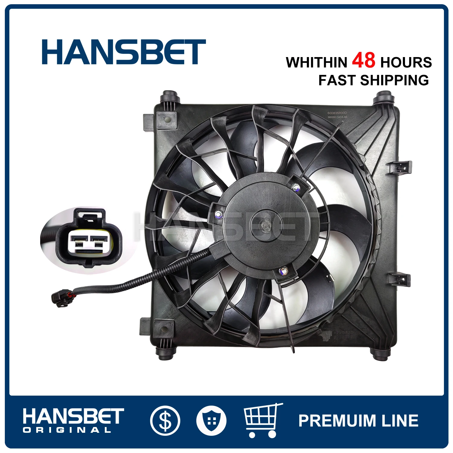 Right Engine Radiator Cooling Fan Assembly 600835800D For Tesla Model S 2012-2020 HANSBET