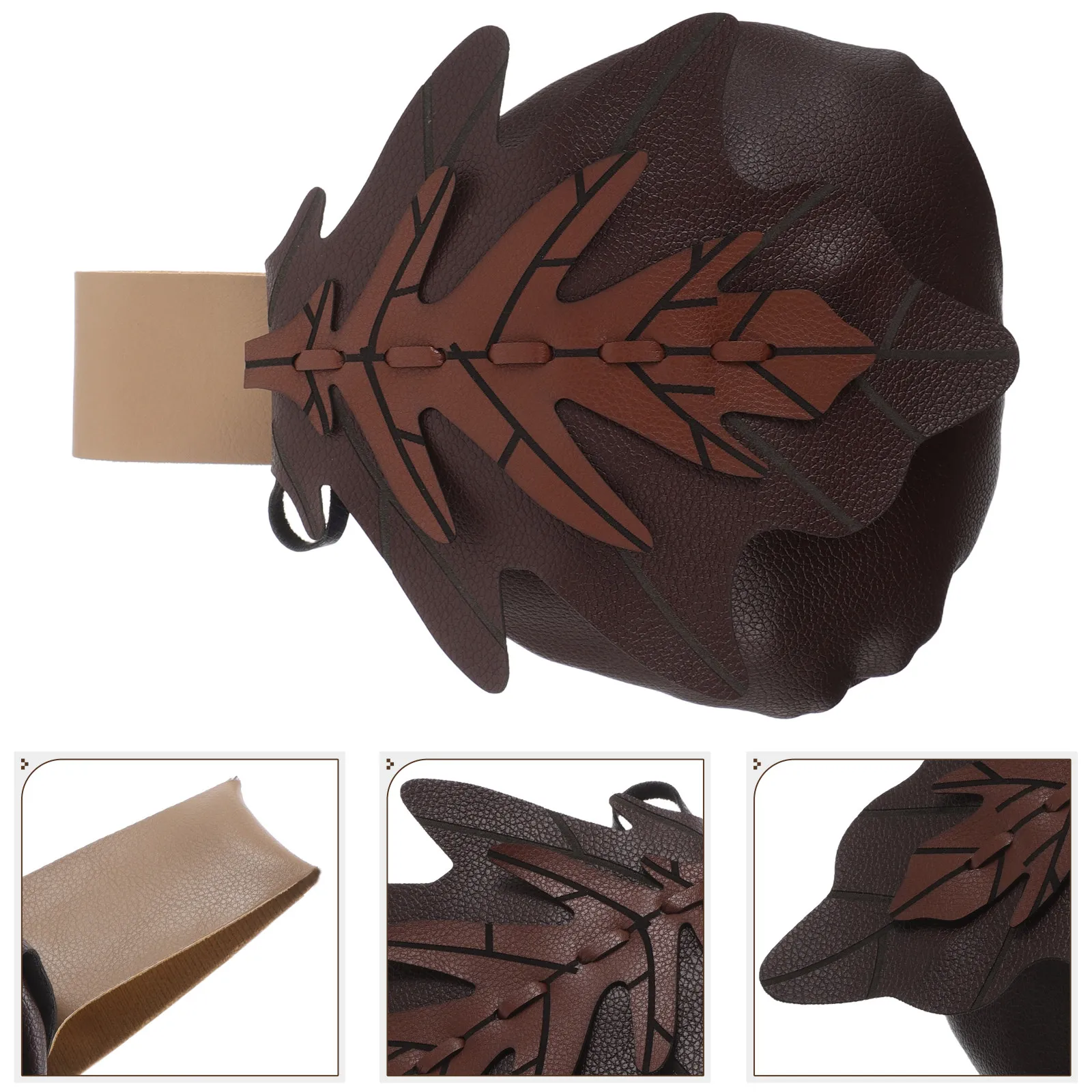 

Renaissance Belt Bag Vintage Brown Faux Medieval Leaf Print Waist Pouch for Festivals Outdoor Activities Women