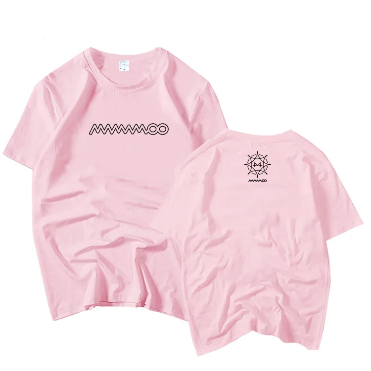 MAMAMOO Concert Back Stage Unisex Short Sleeve T-Shirt Geometric Street Style Cotton round Neck Printed Loose Fit Crew Neck