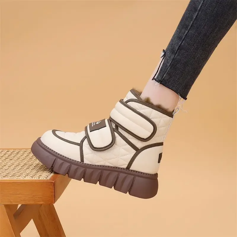

Fleece-Lined Snow Boots for Women Warm Cotton Soft Chunky Goth Autumn Winter High Quality New Rock Designer Luxury Woman Shoes