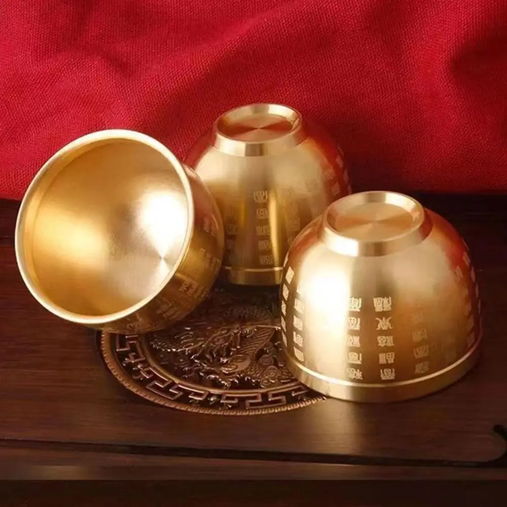 1PC Pure Brass Cornucopia Wealth Attracting Small Mini Baifu Rice Cylinder Surface Polished Baifu Jar Cup Desktop Ornament
