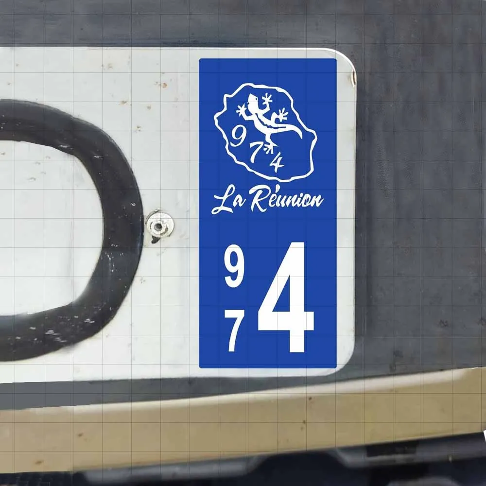 2Pcs/Set Reunion 974 Gecko License Plate Stickers, Waterproof Self-Adhesive Car Exterior Decals