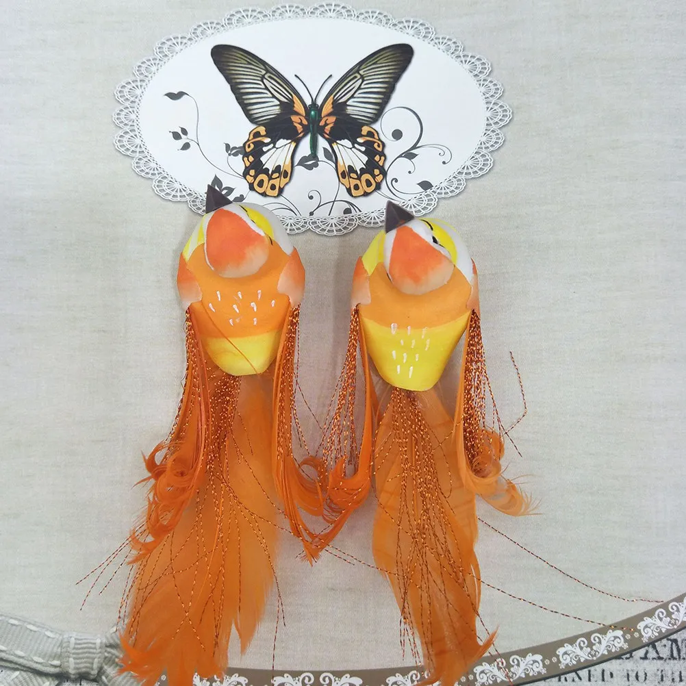 6 pcs Decoration Garden Resin Ornament Landscape Outdoor Halloween Christmas New Year Bird Decoration Clip Bird Party Decor