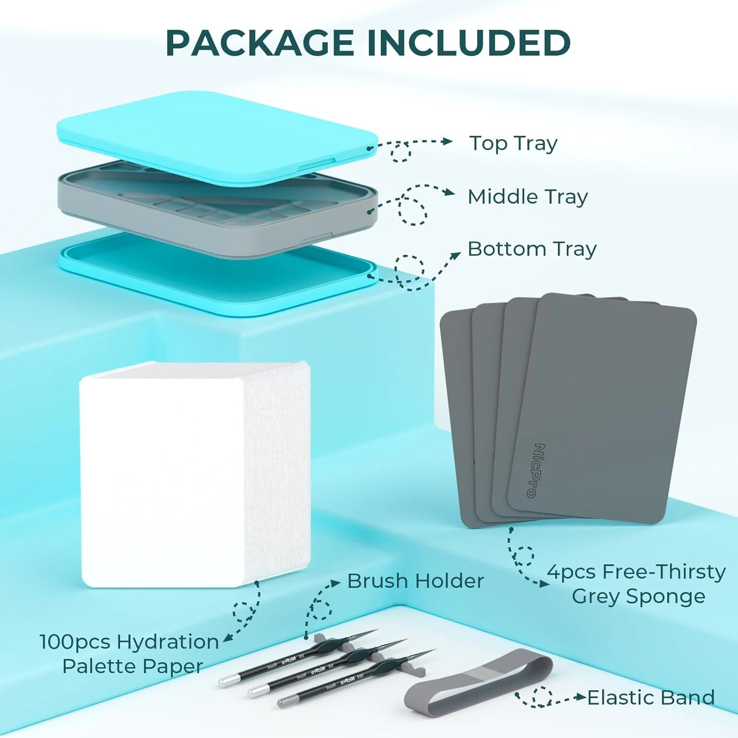 Stay-Wet Palette with Airtight Lid & Triple Tray product image