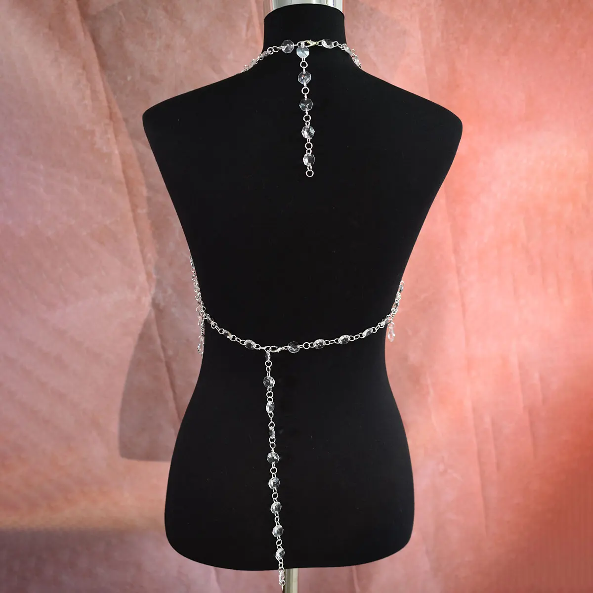 Sexy Acrylic Crystal Sequin Body Chain Clear Drip Tassel Brooch underwear Personalized Clothing Accessories Bra Jewelry