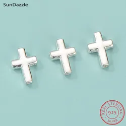 Genuine Real Pure Solid 925 Sterling Silver Cross Loose Beads Spacers Bead Jewelry Making Findings Components