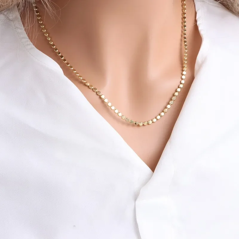 Minar Minimalist Real Gold Silver Plated Brass Beans Strand Necklaces For Women Female Chokers Statement French Jewelry