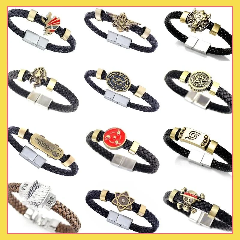 

Hot selling anime One Piece creative bracelet, Black Butler Death, Naruto fashion alloy textile magnetic buckle bracelet gift