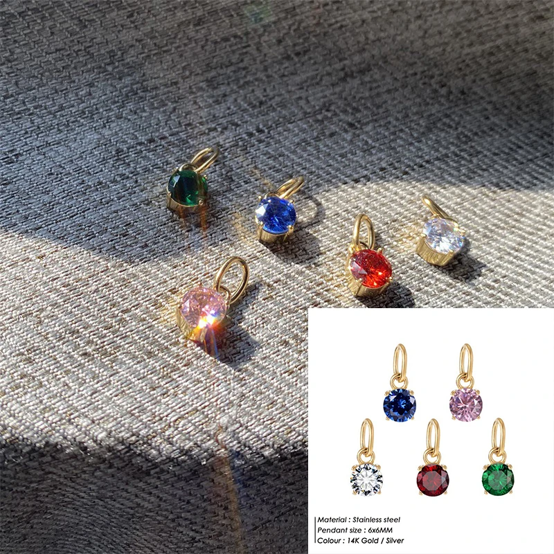 

CARLIDANA Dainty Mini Small Charm Minimal Girl Boy 316L Stainless Steel Rhinestone Round Charms Pendants Necklace Jewelry Making