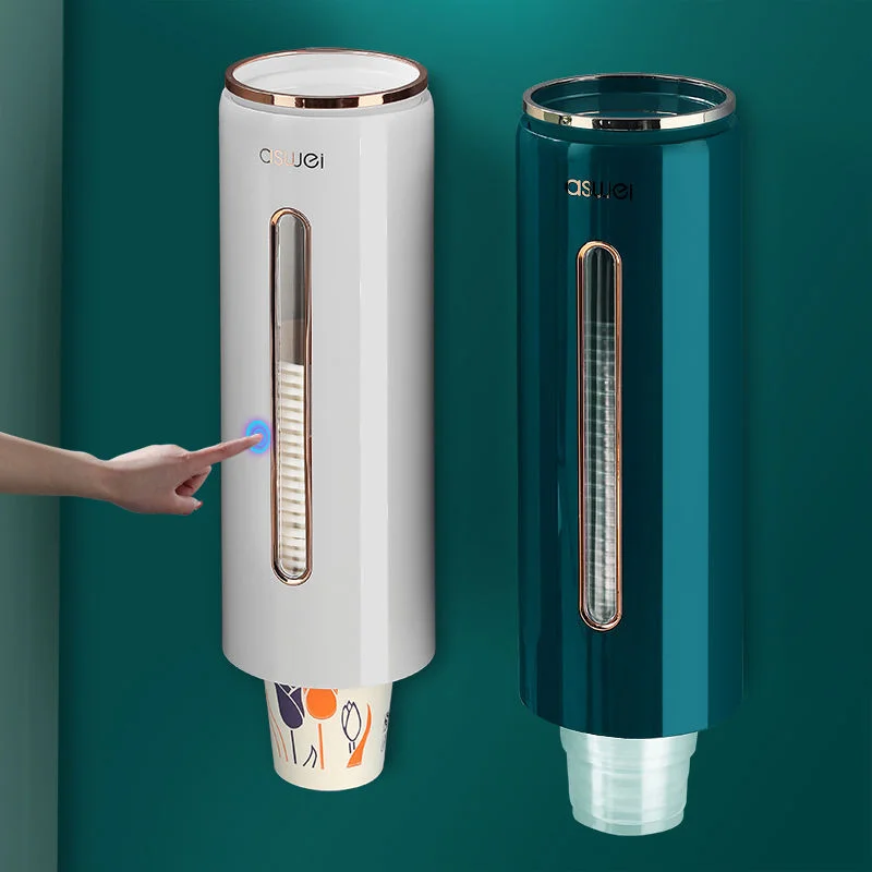 Wall Mounted Disposable Paper Cup Dispenser with Automatic Drop Cup Remover Plastic Cup Holder Container for Home Office