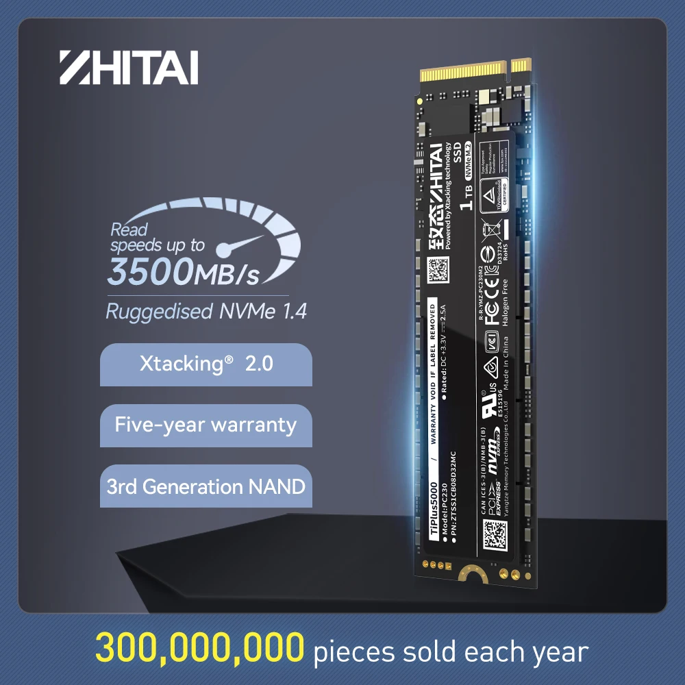 ZHITAI TiPlus5000 SSD NVMe 1.4 M.2 2280 1TB 2TB M2 Hard Disk 3500MB/s PCle Gen 3x4 Internal Solid State Drive For Desktop PC