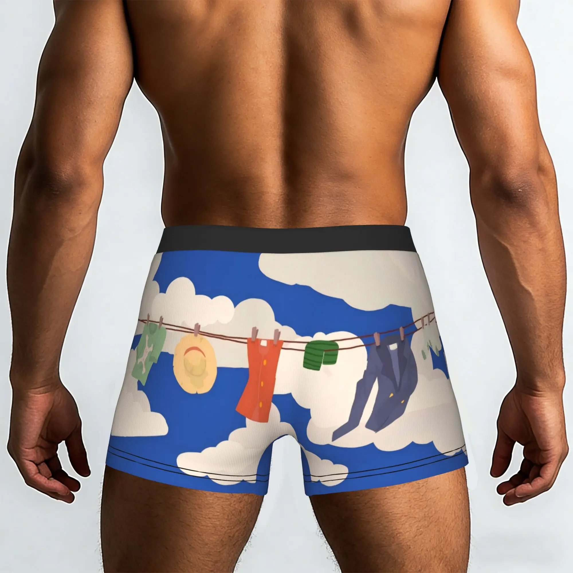 One Piece Elements Clothes on the Line One Piece Underpants Homme Panties Male Underwear Ventilate Shorts Boxer Briefs