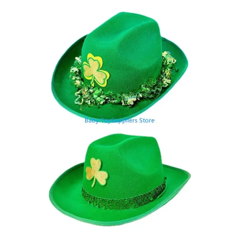 

R1WF Фестиваль Патрика Дня Ковбойская шляпа для празднования вечеринки Удобная шляпа клевера