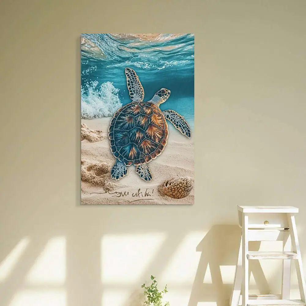 Peinture sur toile avec cadre en bois, affiche sous la mer avec citations inspirantes, décoration murale adaptée au bureau, au salon