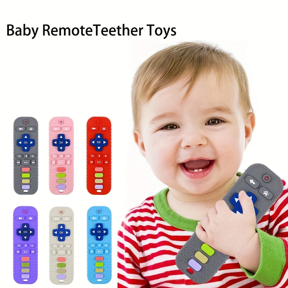 Baby Teething Toy Silicone TV Remote Control Shape Safe Toddle Teether Chew Toys Kids Sensory Educational Toy For Newborn Gift