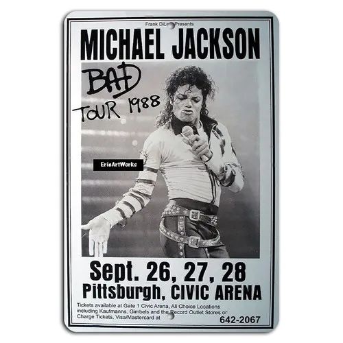 Michael Jackson Bad Tour 1988 Concert Poster tin sign-aluminum