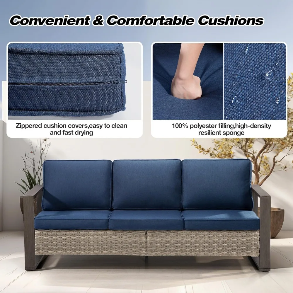 Juego de comedor para patio de 5 piezas, juego de muebles de aluminio fundido para exteriores para todo clima, incluye 4 sillas mecedoras giratorias con cojines y 35.