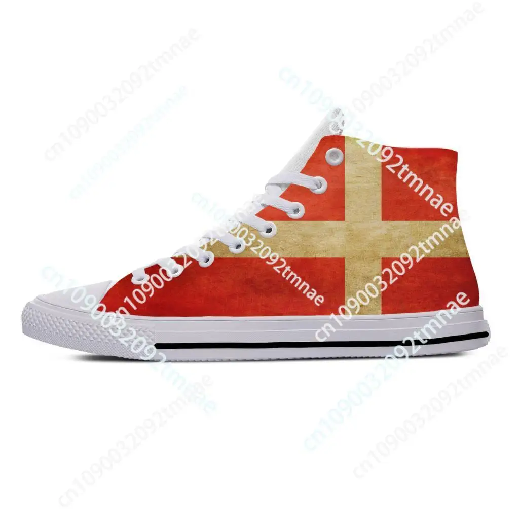 

Denmark Danish Flag Patriotic Pride Fashion Funny Casual Cloth Shoes High Top Lightweight Breathable Custom Men Women Sneakers