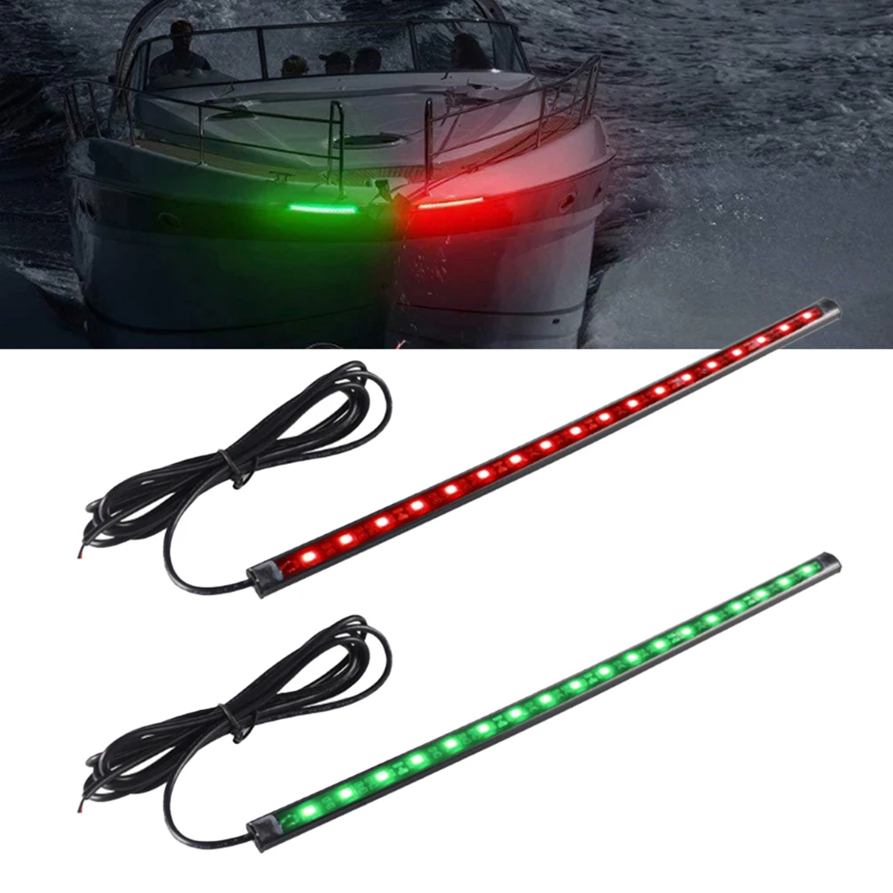 2Pcs 30cm 12V LED Strip Light Waterproof RED&GREEN For Bow Boat Marine Navigation Kayak Canoe Deck Courtesy Bow Trailer Pontoon