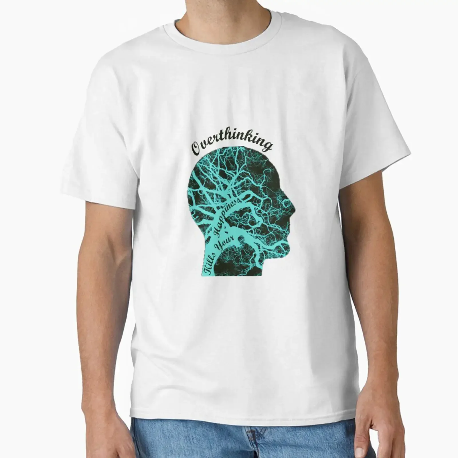 Warning Overthinking Kills Your Happiness Classic T Shirt vintage Washed graphic streetwear Stylish Soft homme Versatile