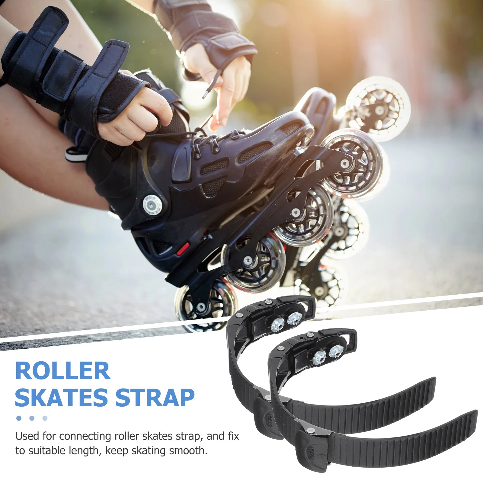 2 Pcs Rollers Skate Energy Belt Skating Shoes Buckle Straps Fixing Shoelace 2500X700X250CM Black Miss