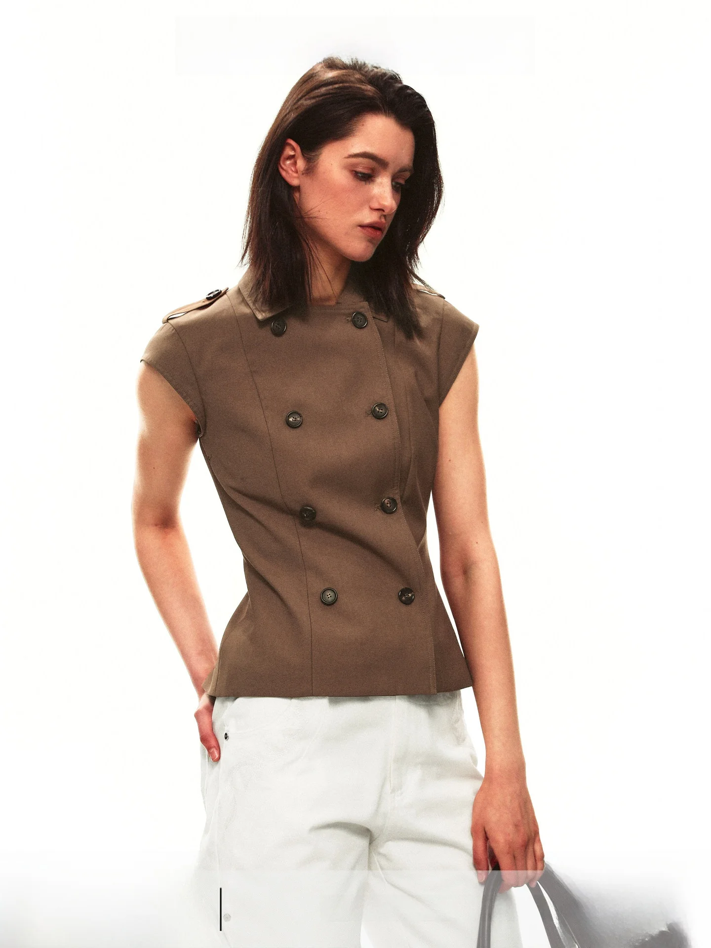 Slim Fit Short Sleeve Shirt Style Women's Vest Double Button Placket Summer Fashion Single Moment 26SS Casual Wear Top