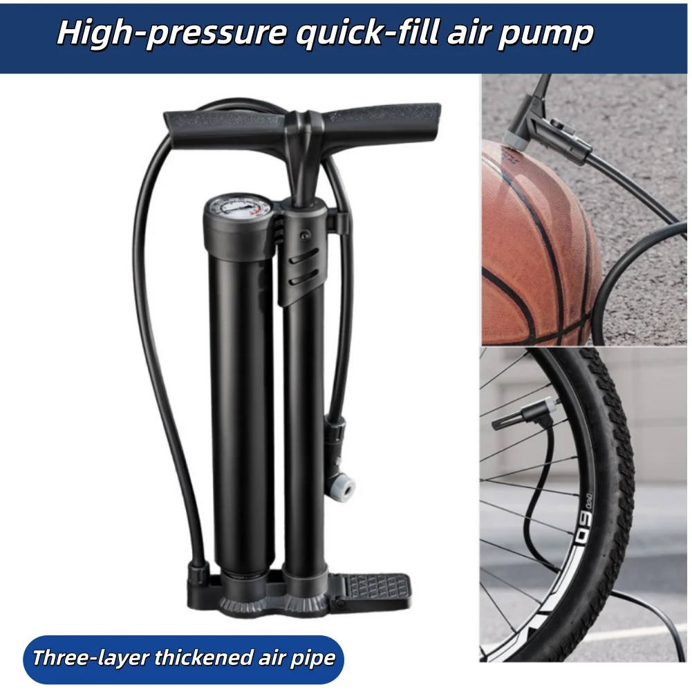 

Bike Pump Dual-tube High-pressure Air Pump For Bicycles Electric Vehicles Portable Tire Pressure Gauge Air Pump Black Parts