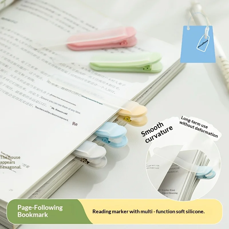 Automatic Page Tracking Bookmark Holder with Transparent Memory Bookmark System - Transparent Book Insert Page Marker