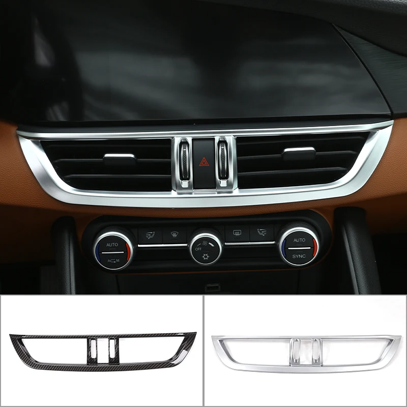 

For Alfa Romeo Giulia Stelvio 2017-2020 ABS Carbon Fiber Car Central Control Air Conditioning Vent Outlet Cover Sticker Trim