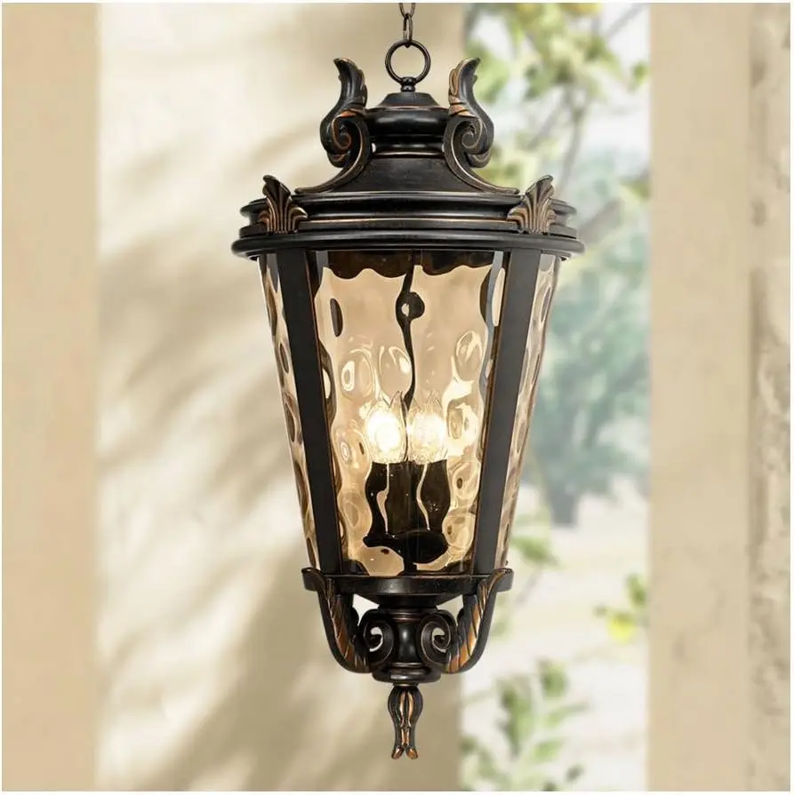 

John Timberland Casa Marseille European Outdoor Ceiling Light Hanging Veranda Bronze Brown 30