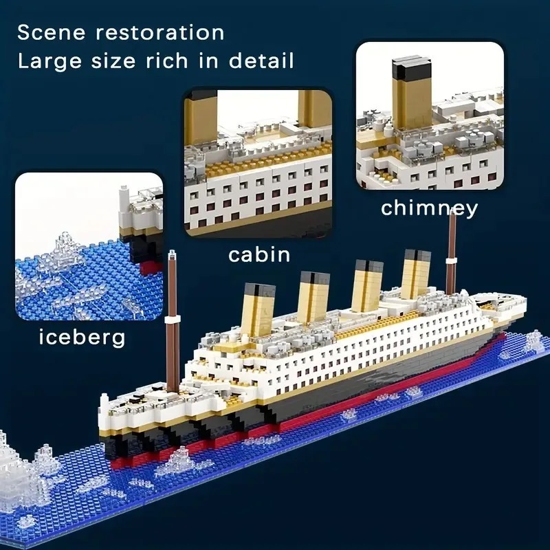 Titanic micro blocos de construção diy montado barco modelo blocos de construção brinquedo ornamentos cruzeiro modelo educacional artesanal