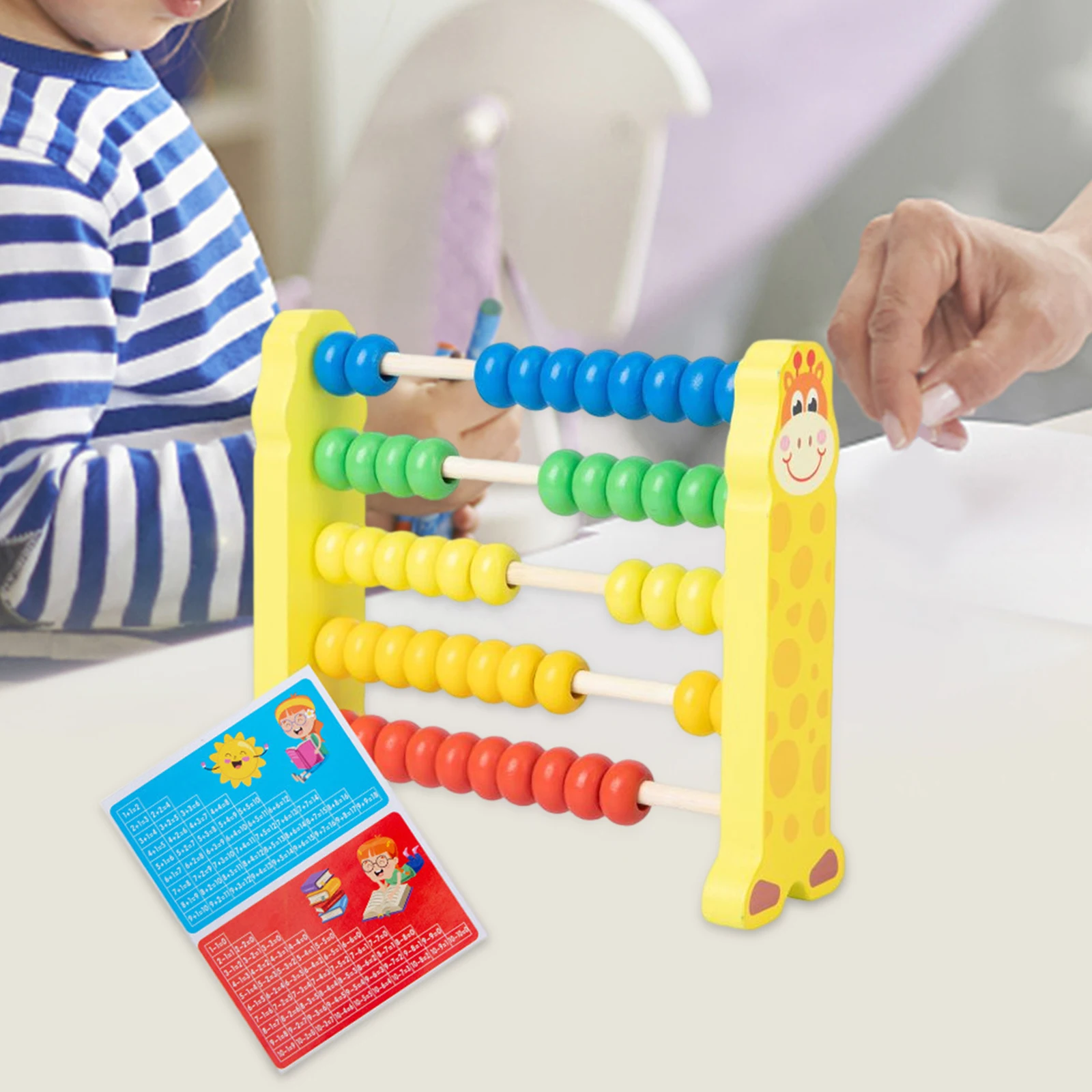 Juguete de juego de matemáticas con marco de ábaco de madera Montessori con cuentas multicolores educativo