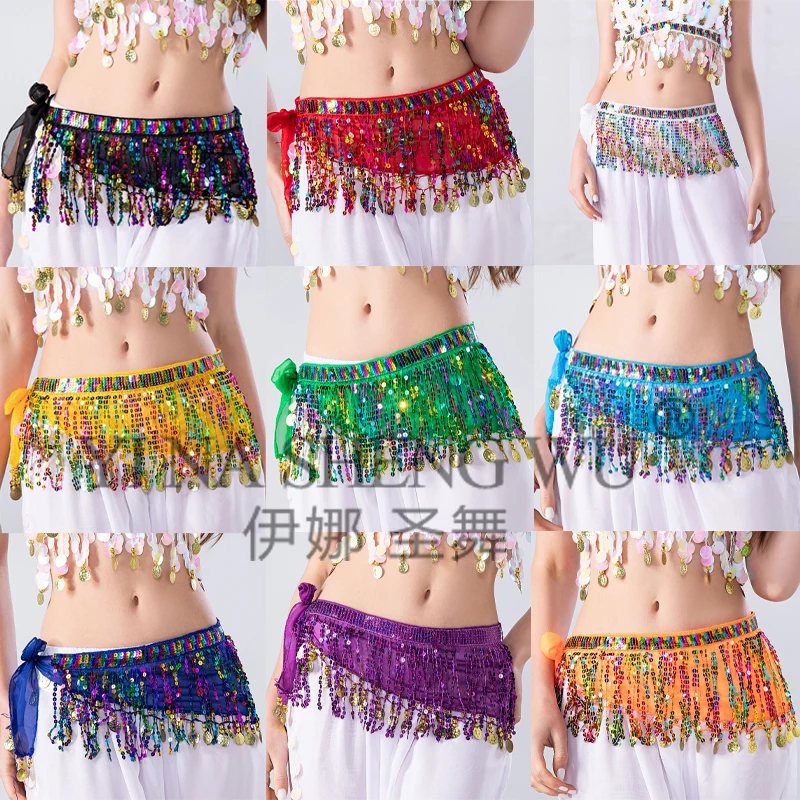 

Дешевый пояс для танца живота Shimmy Tassel Hip Wraps Jazz Dance Хип-шарф с блестками и бахромой Блестящий богемный поясной шарф для выступлений